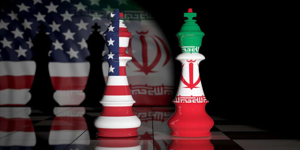 Usa,And,Iran,Relationship.,Us,America,And,Iran,Flags,On