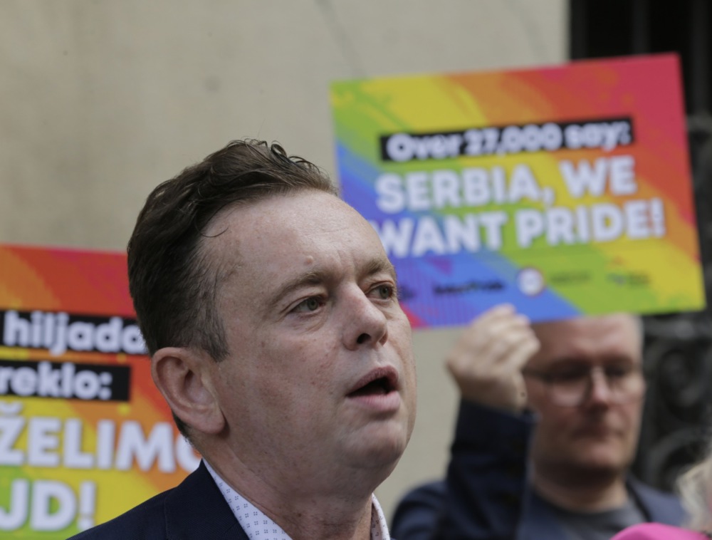 Conférence de presse des militants de l&rsquo;EuroPride après l&rsquo;interdiction de la marche