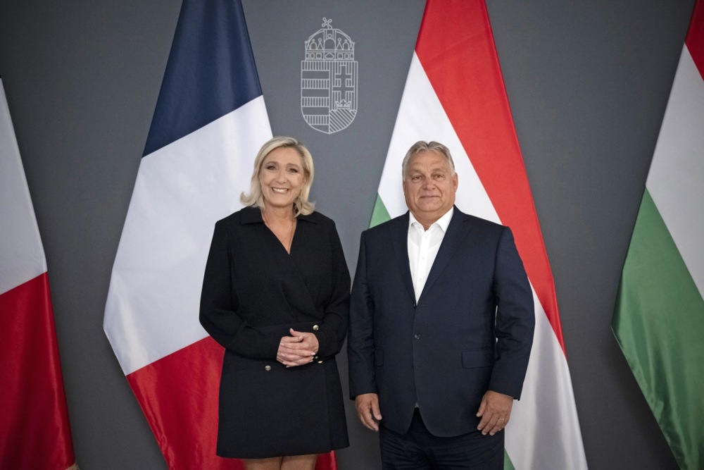 Hungarian Prime Viktor Orban welcomes Marine Le Pen in Budapest