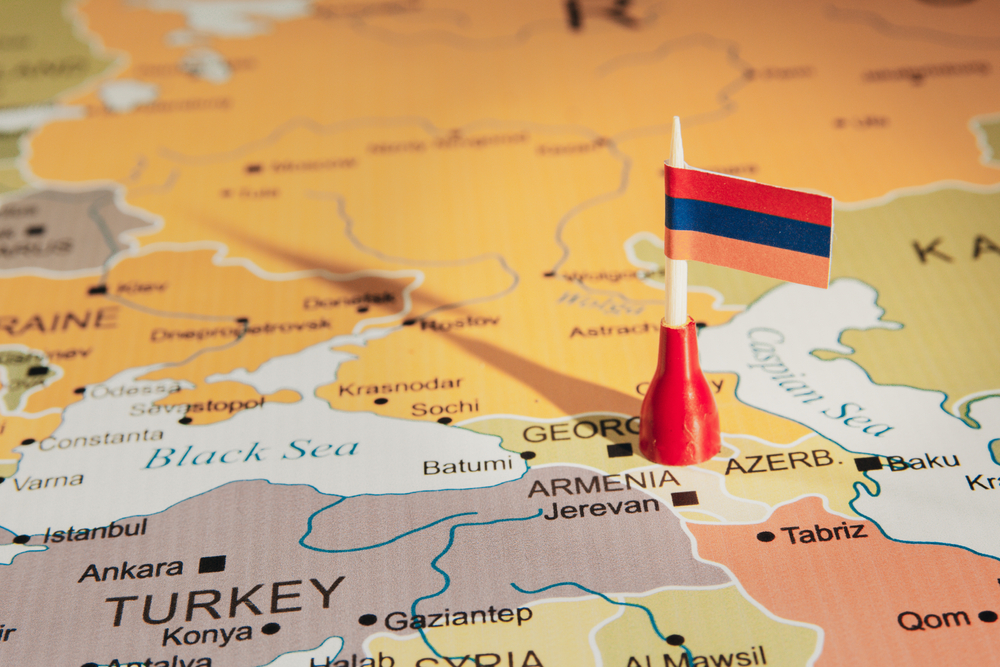 Armenia,Flag,On,Armenia,Map
