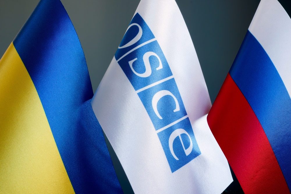 Kyiv,,Ukraine,-,November,17,,2021.,Flags,Of,Osce,,Russia