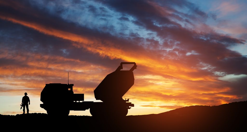 Artillery,Rocket,System,Are,Aimed,To,The,Sky,And,Soldier
