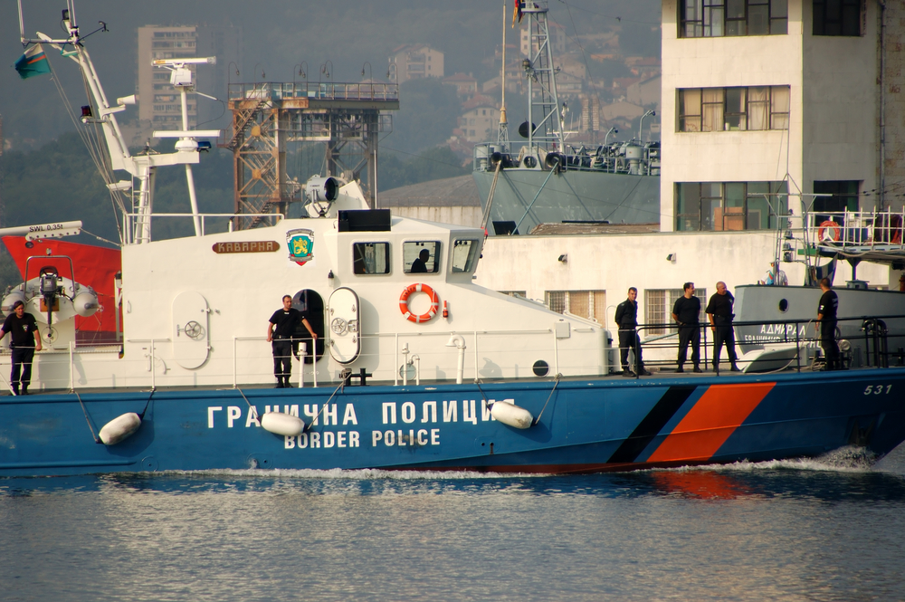 Close-up,Of,A,Bulgarian,Border,Police,Ship,In,Port,Of
