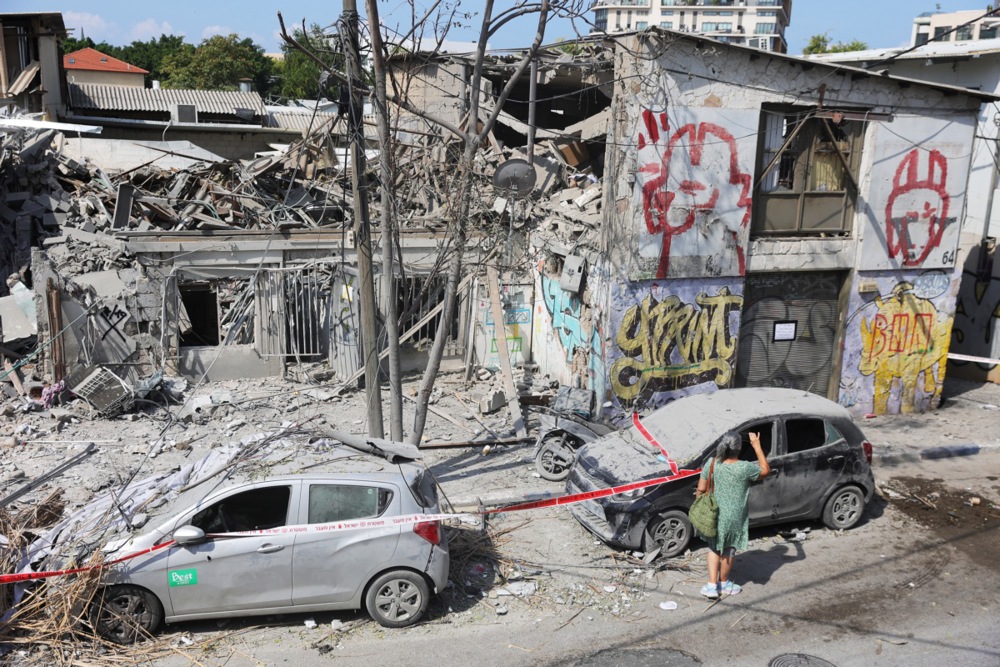 Destruction in Tel Aviv following Hamas rocket attacks