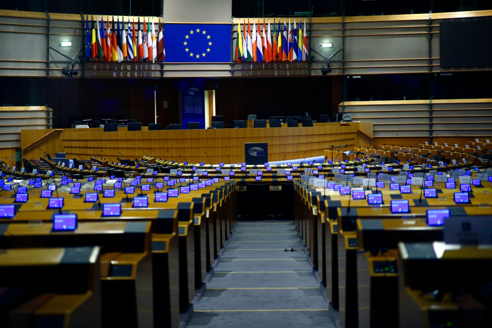 Plenary,Room,Of,The,European,Parliament,In,Brussels,,Belgium,In