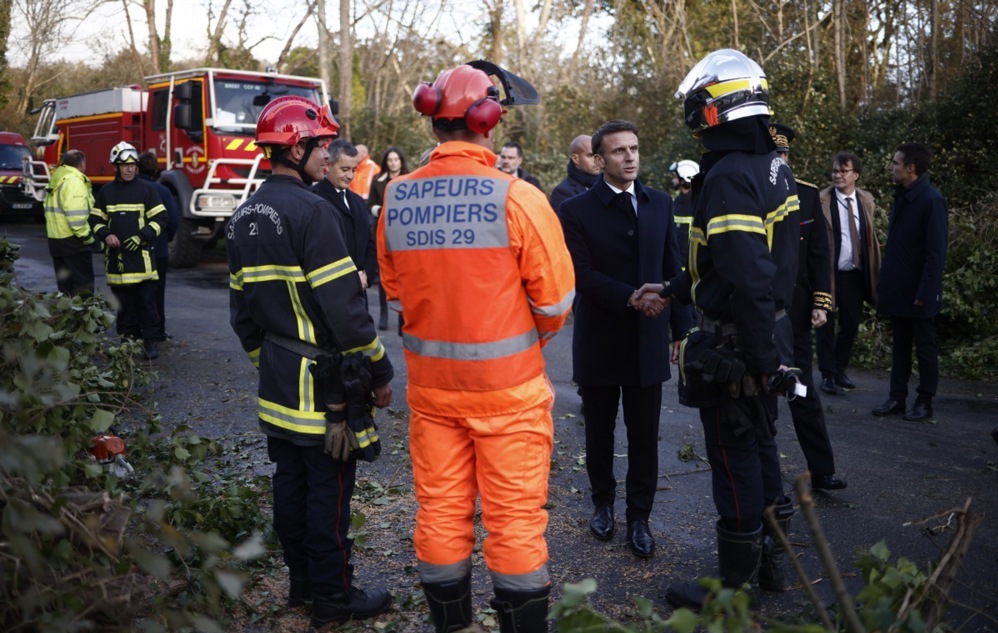 French President Emmanuel Macron visits Brittany after Storm Ciaran