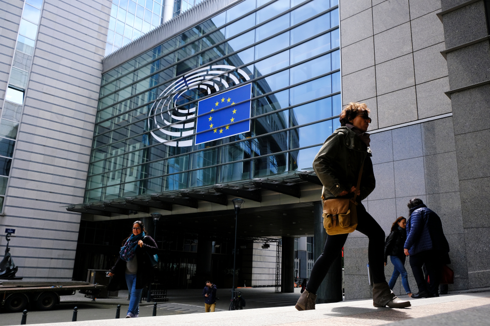 Brussels,,Belgium.,21st,May,2019.people,Walk,Outside,The,European,Parliament