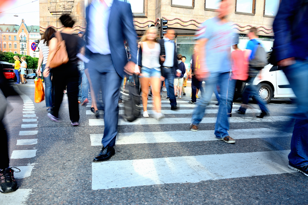 Motion,Blurred,Crowd,Crossing,Street
