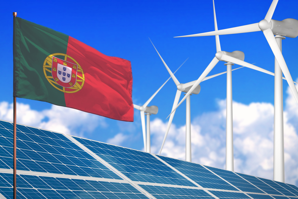 Portugal,Solar,And,Wind,Energy,,Renewable,Energy,Concept,With,Windmills