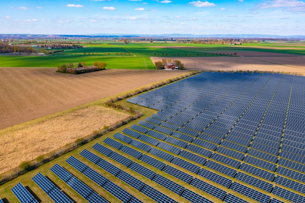 A,Drone,View,Of,A,Solar,Park,With,Photovoltaic,Panels