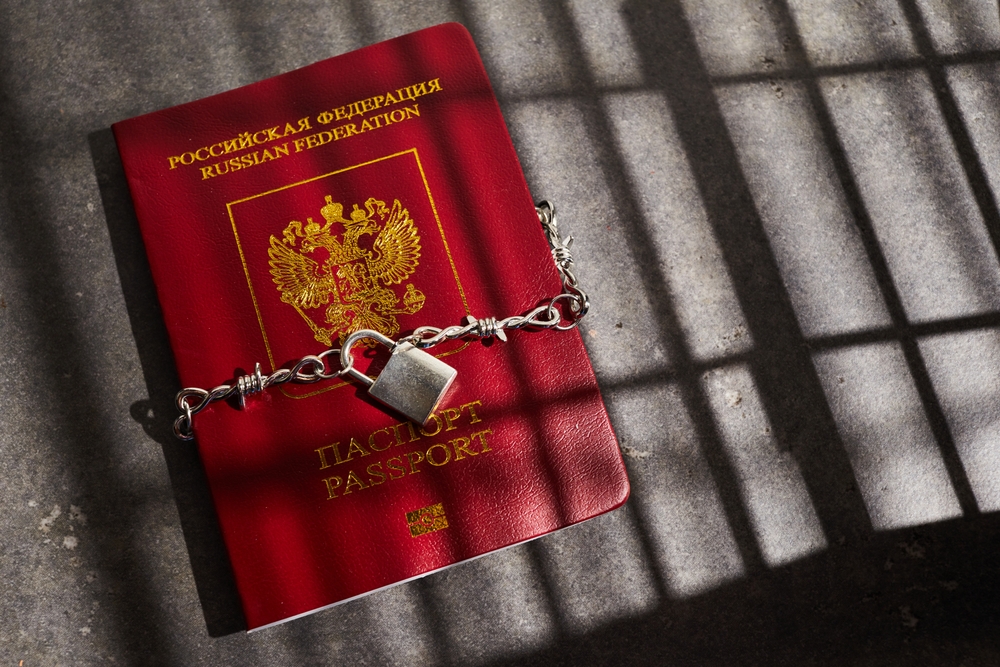 Russian,Passport,Chained,In,A,Chain,With,A,Padlock,Is