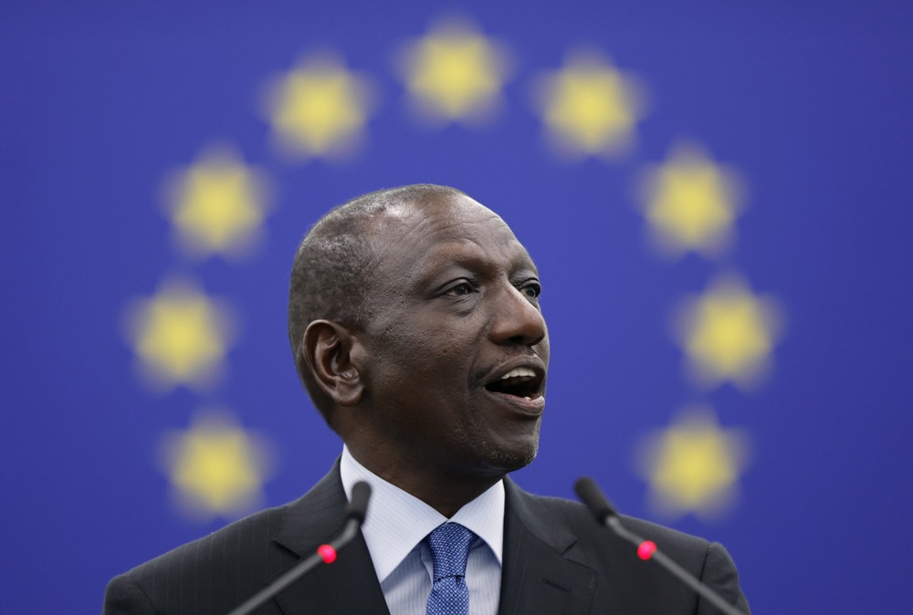 Kenyan President William Ruto addresses the European Parliament