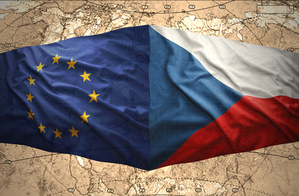 Waving,Czech,And,European,Union,Flags,Of,The,Political,Map