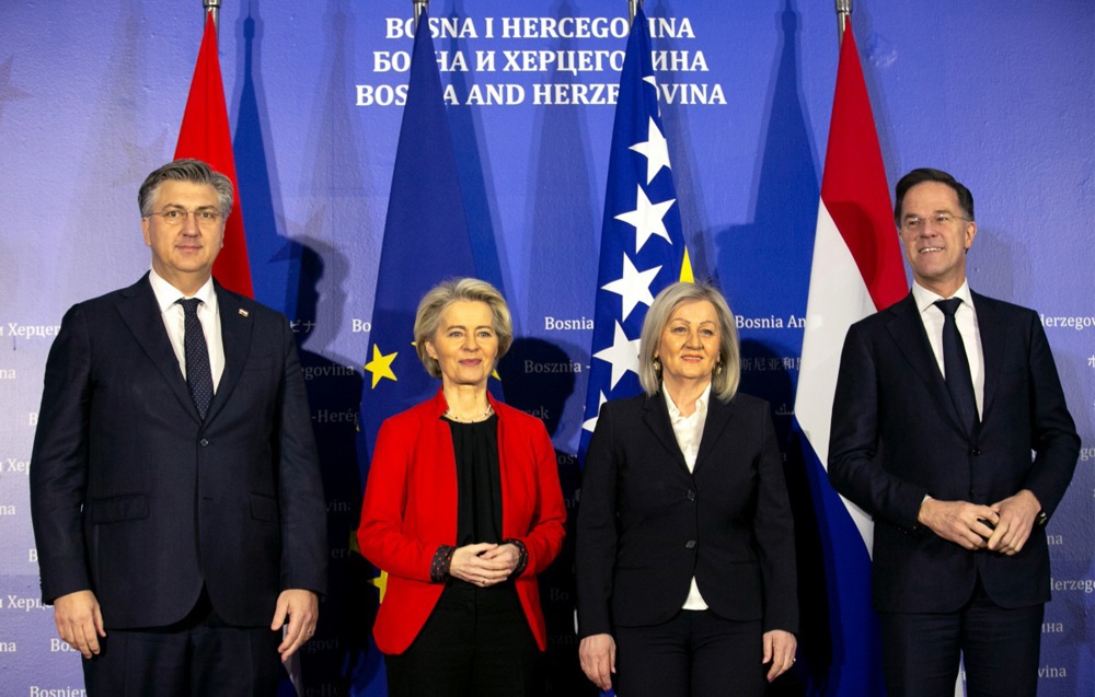 EU Commission president, Dutch PM and Croatia’s PM visit Sarajevo