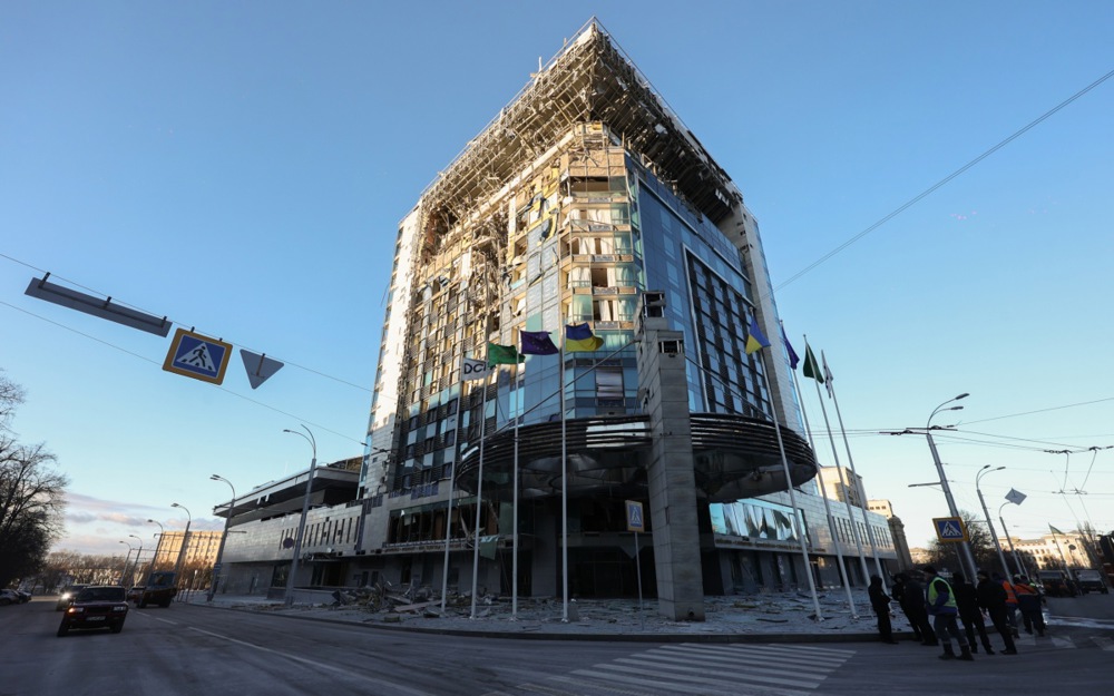 Rocket and drone strikes on Kharkiv leave at least eight people injured