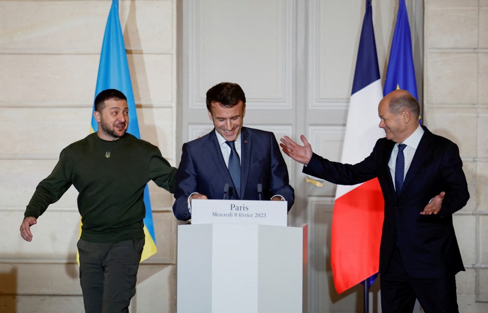 Ukraine&rsquo;s President Volodymyr Zelensky at the Elysee Palace