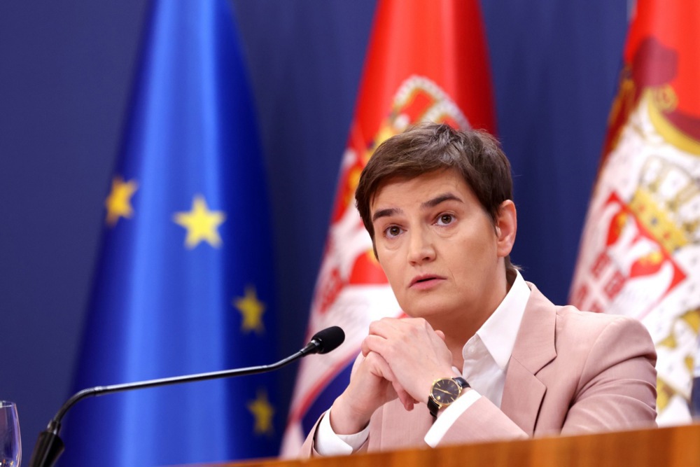 Serbian President Vucic and Prime Minister Brnabic hold a press conference