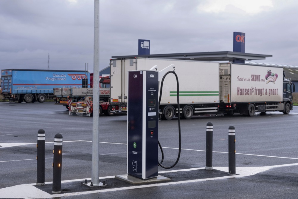 Electric charging station for heavy transport vehicles in Denmark