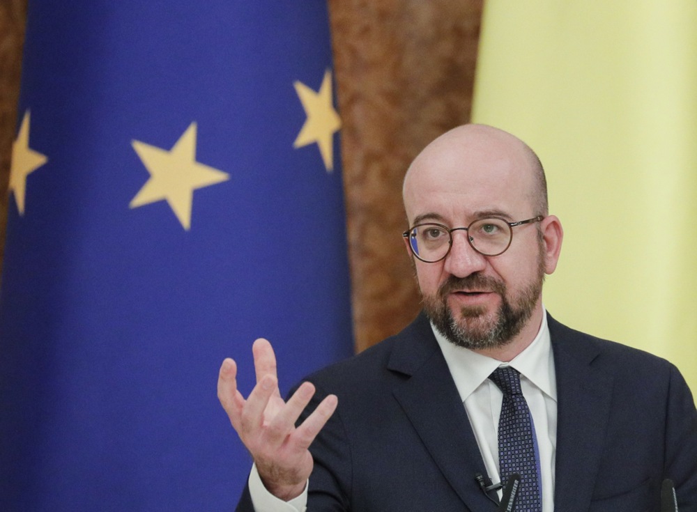 Charles Michel the president of the European Union Council visits Ukraine