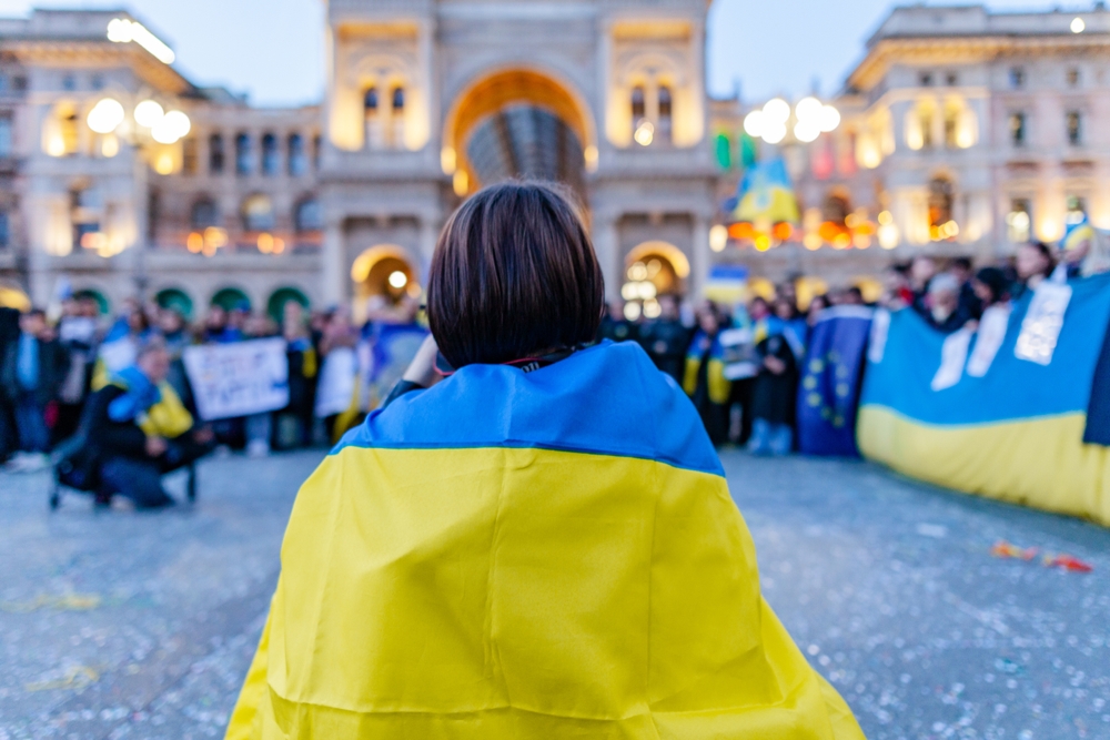 Milan,,Italy,-,February,25,,2023:,One,Year,After,Russia-ukraine