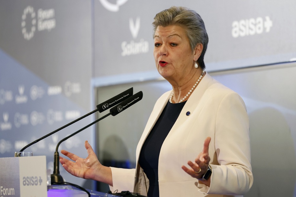 European Commissioner for Home Affairs Johansson speaks on Asylum and Migration Pact