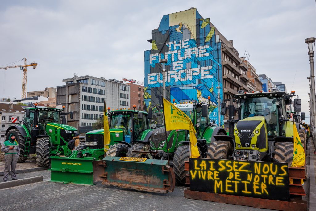 Farmers protest in Brussels during EU Agriculture and Fisheries Council meeting