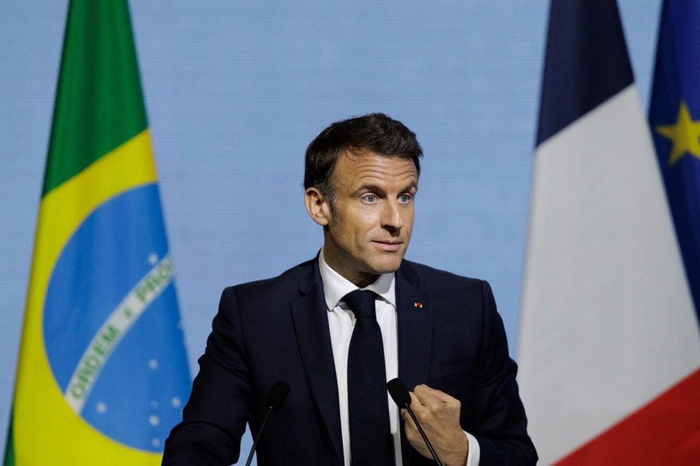 French President Emmanuel Macron attends Brazil-France Economic Forum in Sao Paulo