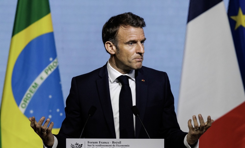 French President Emmanuel Macron attends Brazil-France Economic Forum in Sao Paulo