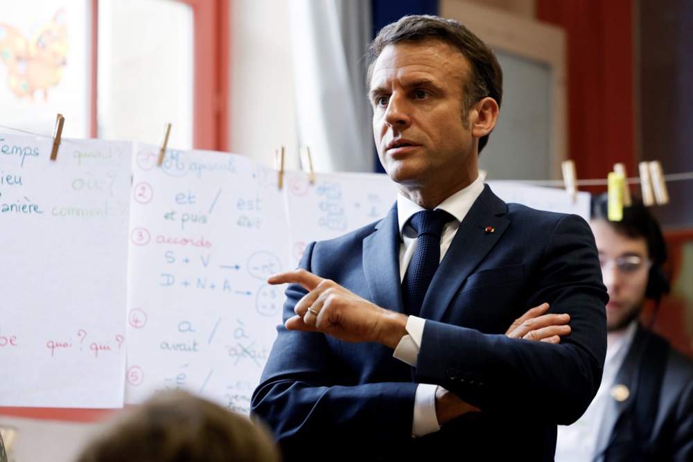 French President Macron visits primary school for autistic children in Paris