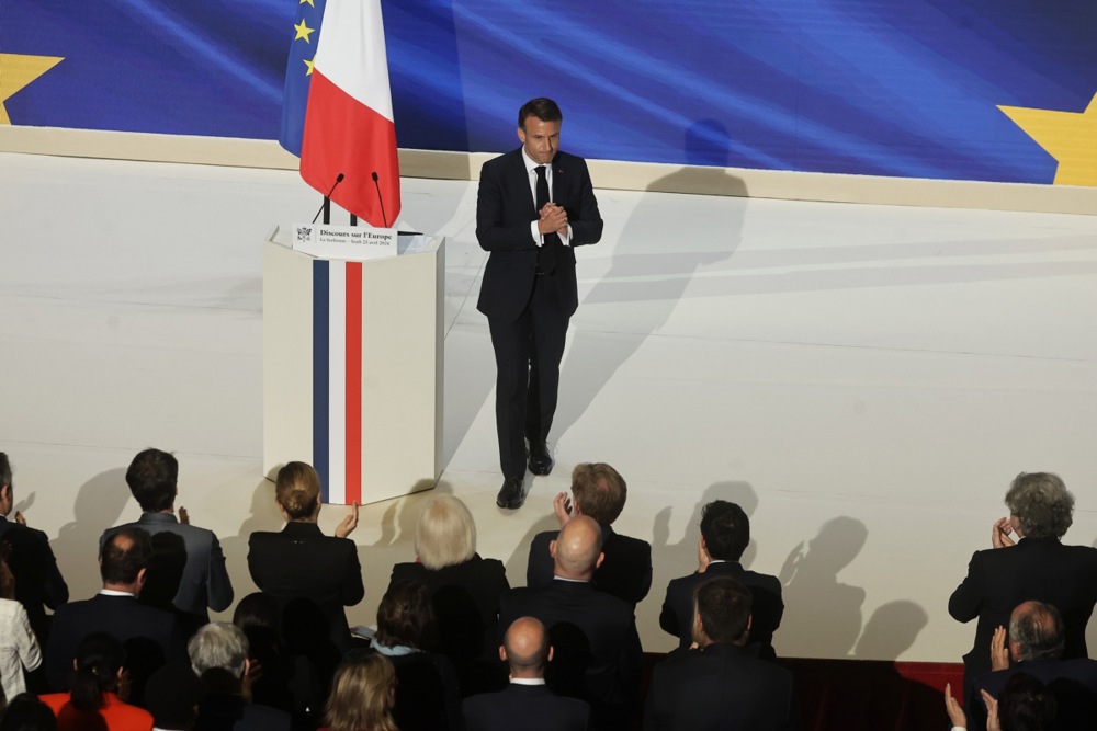 French President Emmanuel Macron holds speech on Europe&rsquo;s future at la Sorbonne