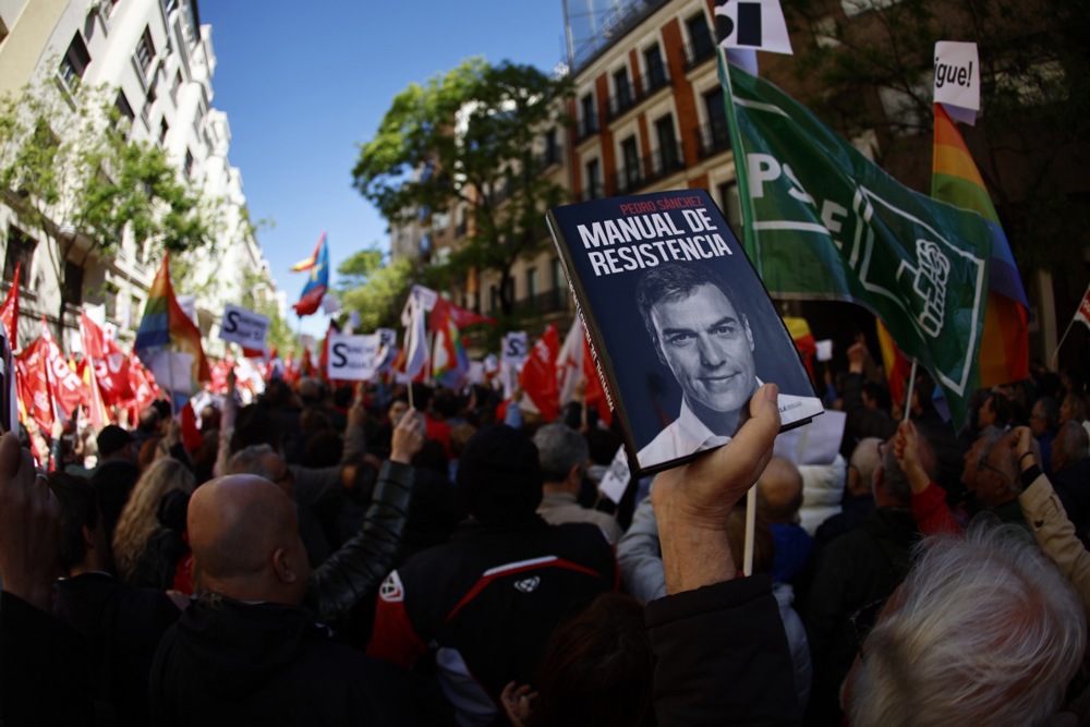 Spanish Socialist Party&rsquo;s supporters rally in support of Spanish PM Pedro Sanchez