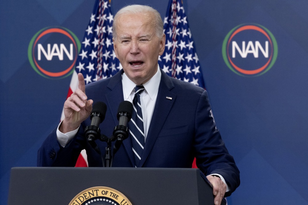 US President Joe Biden delivers virtual remarks during the National Action Network Convention
