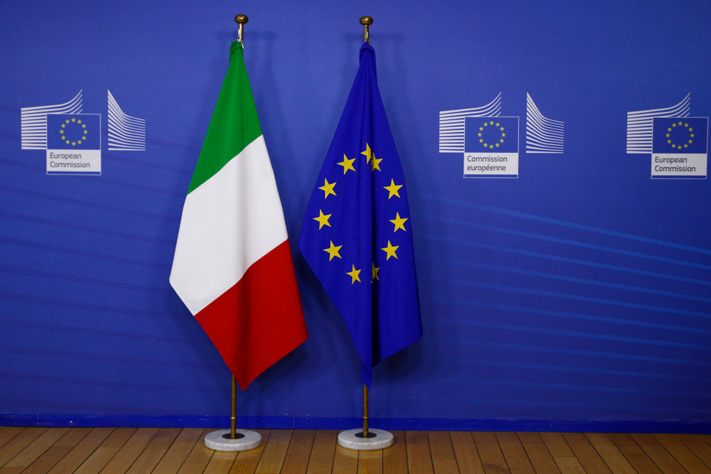 Brussels,,Belgium.,12th,Dec.,2018.,Flag,Of,Italy,And,Eu