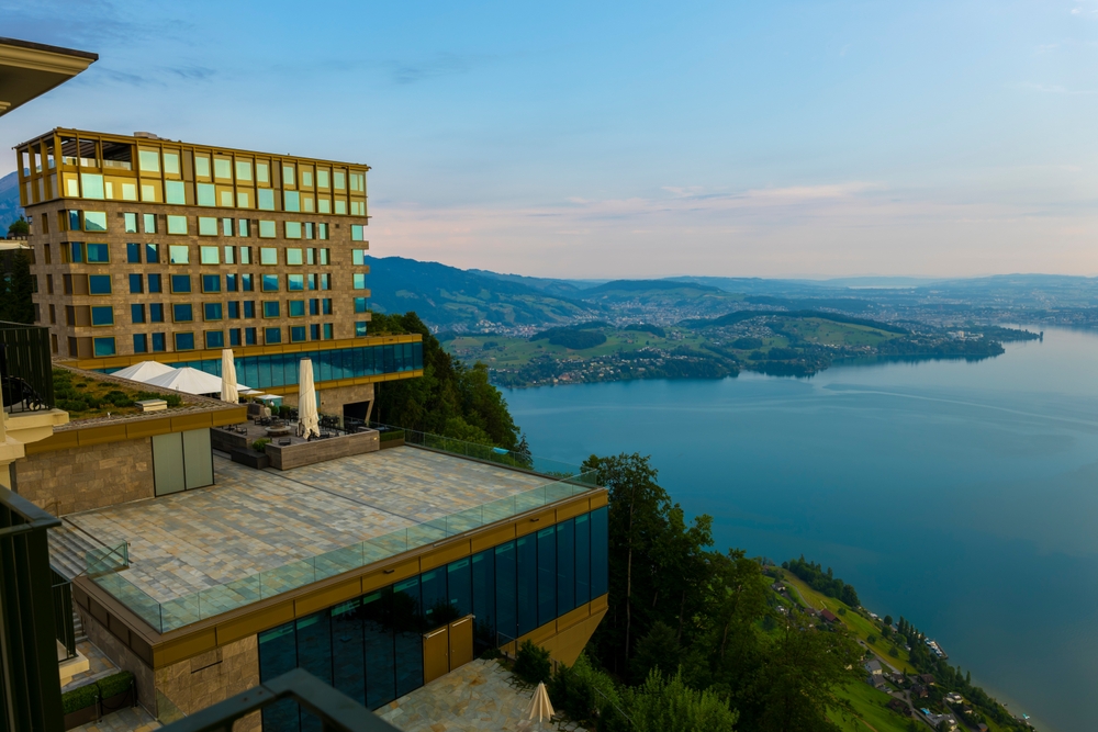 Hotel,Five,Stars,Bürgenstock,Over,Lake,Lucerne,And,Mountain,With