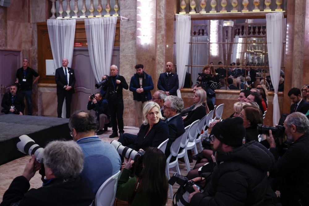 Rassemblement National PARTY president Bardella Best Wishes to the Press for 2024