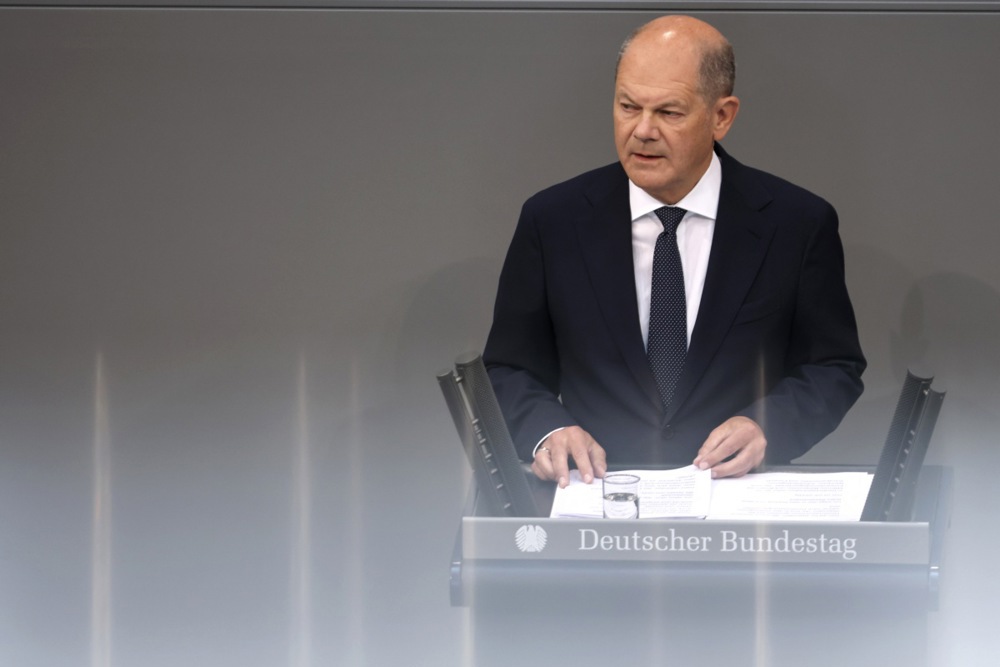 German Chancellor Scholz delivers government statement on current security situation