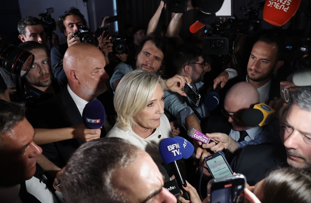 France&rsquo;s far-right National Rally supporters react after second round of legislative elections