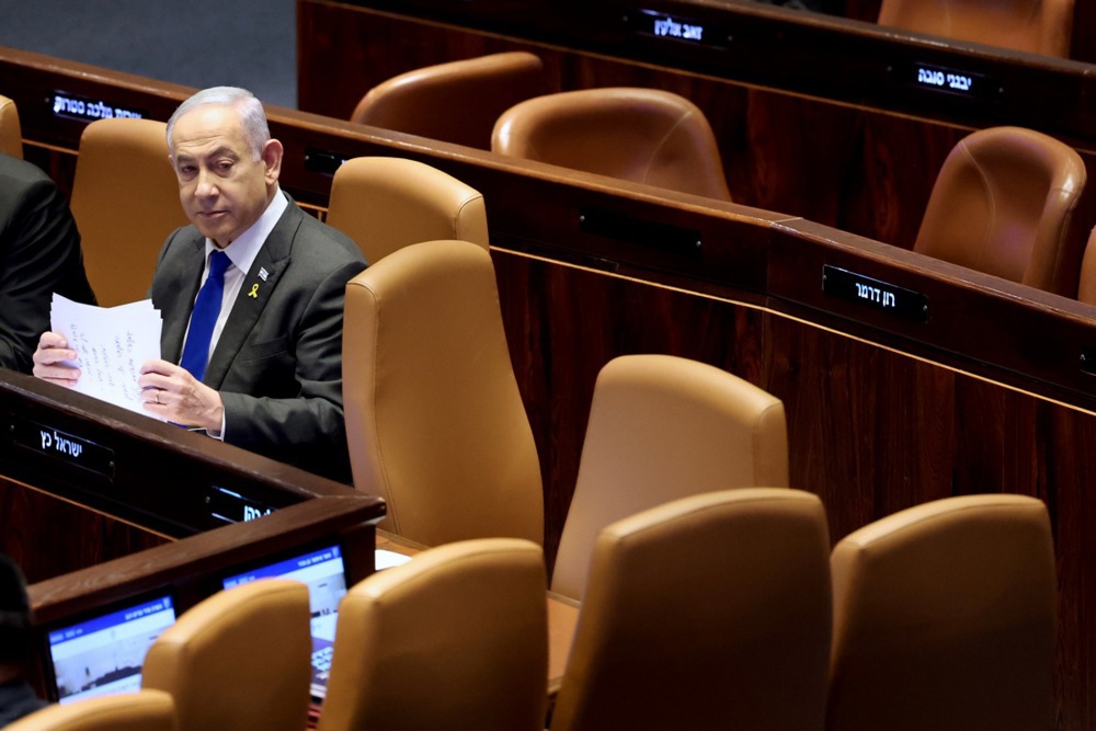 Israeli Prime Minister Netanyahu addresses the Knesset