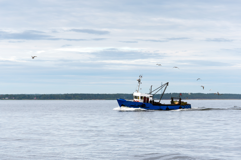 Fishing,Boat,In,Gulf,Of,Riga,,Baltic,Sea.