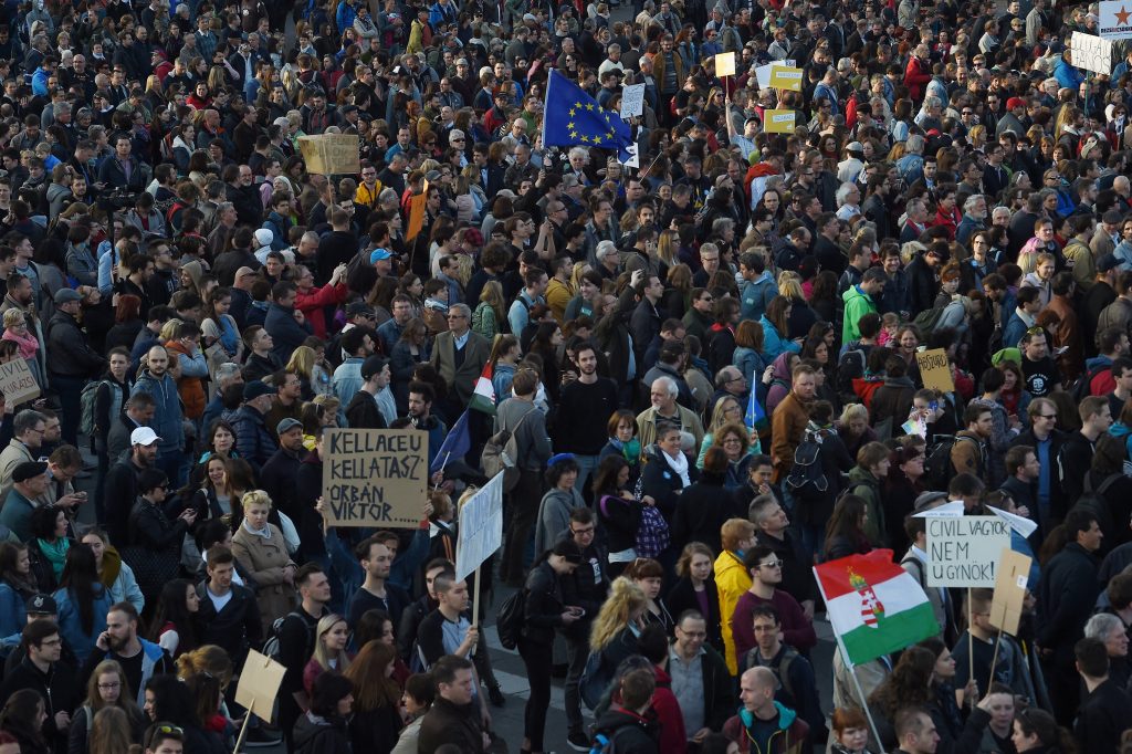 Protest in Budapest against a draft law on transparency of civil organizations