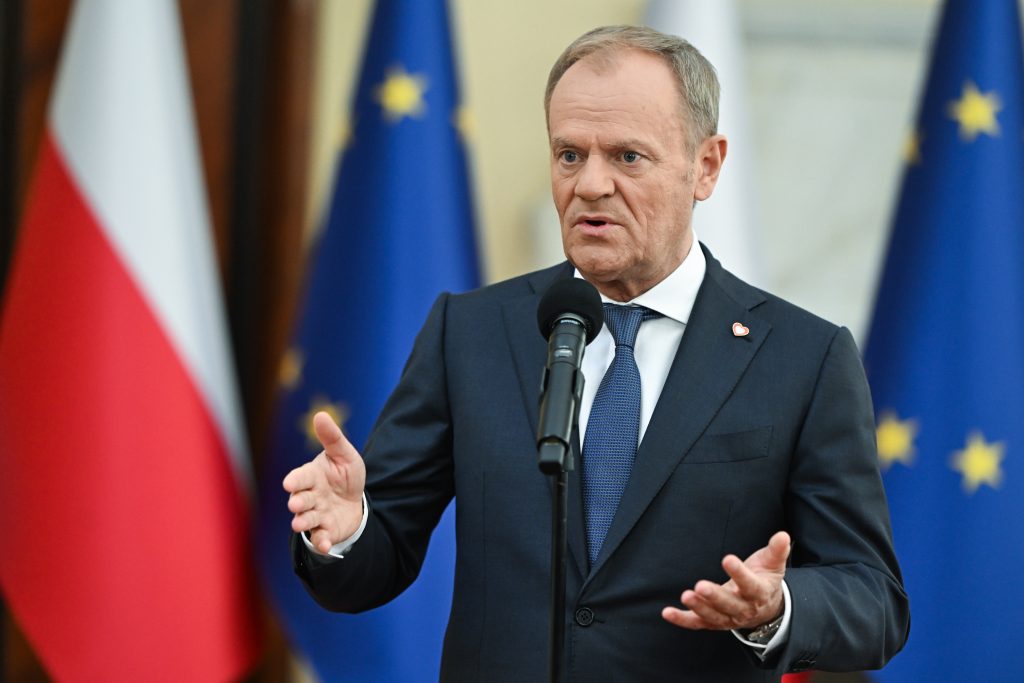 Polish Prime Minister Donald Tusk press conference in Warsaw