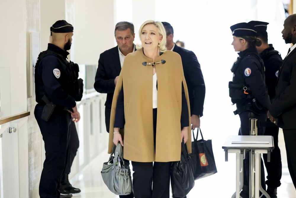 Far-right leader Marine Le Pen faces questions in trial over misusing EU funds