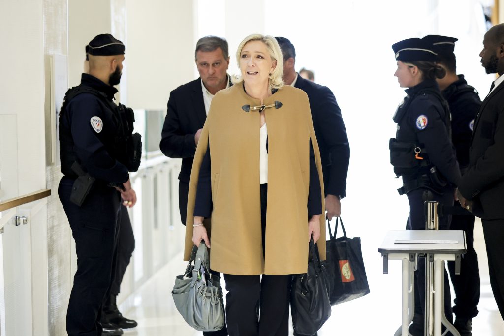 Far-right leader Marine Le Pen faces questions in trial over misusing EU funds
