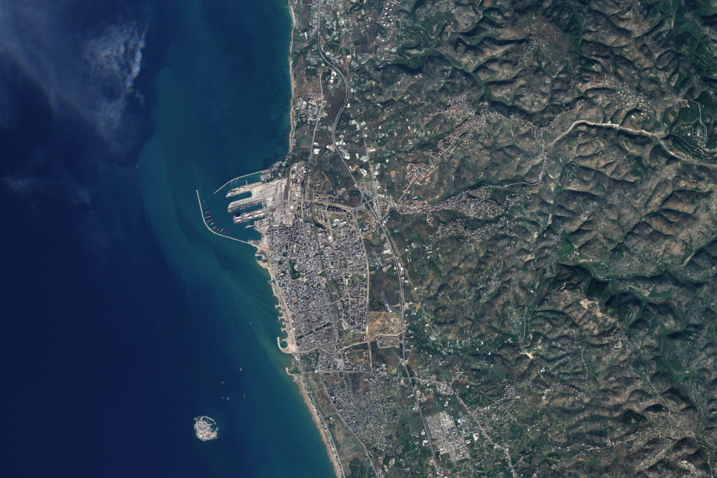 Satellite Imagery Of Tartus On The Mediterranean Coast Of Western Syria