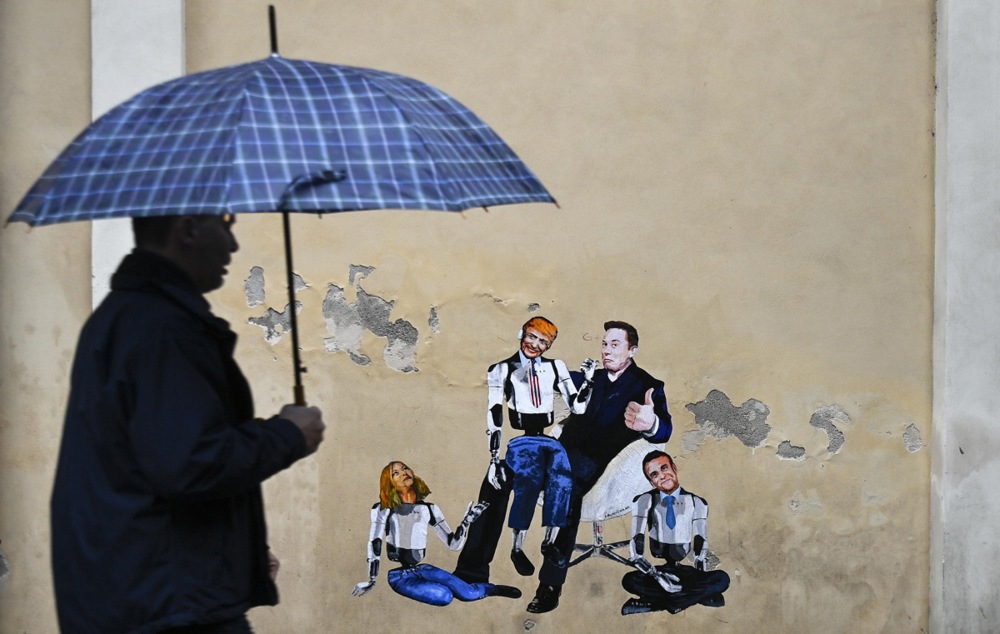 Mural depicting US President-elect Trump in Rome