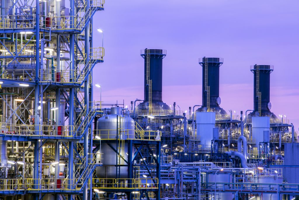 Petrochemical plant at twilight