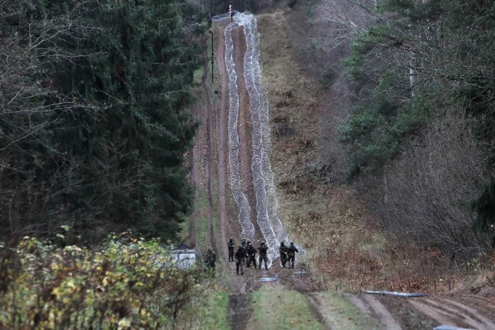 Barbed wire along Polish Russian border