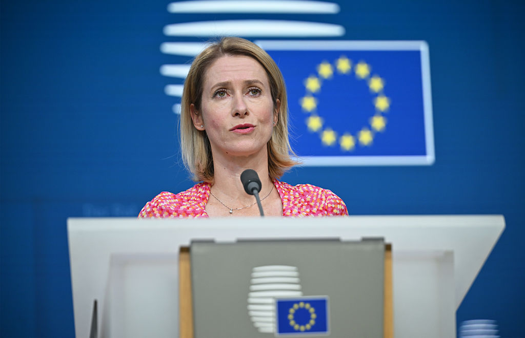 EU High Representative for Foreign Affairs and Security Policy, Kaja Kallas holds a press conference in Brussels