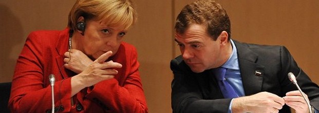 Bundeskanzlerin Merkel und Präsident Medwedew hatten sich am Donnerstag sehr viel zu sagen (Foto: dpa)