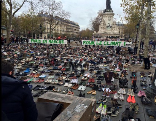 The empty shoe climate march in Paris.
